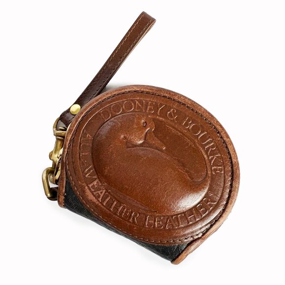 Vintage Dooney & Bourke Coin Purse Wristlet Black and Chocolate Leather … - Picture 2 of 7